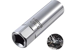 Dongnesi 14mm Spark Plug Socket, 12 Point Wall Spark Plug Removal Tool Thin with 3/8 Inch Drive, Swivel Magnetic Removal Installer Tool Compatible with BMW Mini Nissan Mercedes