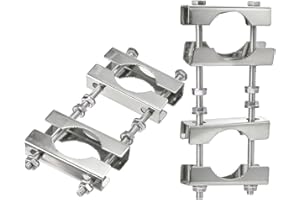 Eightwood Lot de 2 Pinces à mât Double antenne en U pour Montage mât au mât - Matériel de Montage en U pour TV CB Ham Antenne Cannes à pêche Drapeaux arasols