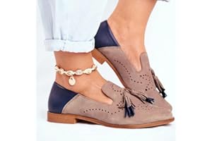 ZXCN Femmes brousses Appartements Automne Nouvelle Femme Mode Tassel Round Toe Chaussures Fringe PU Cuir Mocaafers Madame Chaussures Plus de Taille 35-42