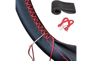 DALLAR Funda de Volante de Coche Universal Cosida - Cubre Volante Coche de Microfibra de Cuero