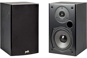 Polk Audio T15 Bookshelf Speakers, Speaker System for Home Cinema Sound System, 0.75" Tweeter & 5.25” Dynamic Balance Driver, Wall Mountable, Dolby & DTS - Black