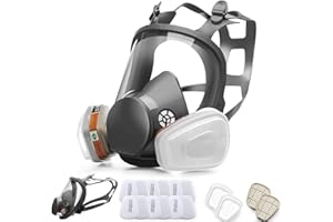 RANKSING Full Facepiece Wiederverwendbare Atemschutzmaske 6800 Arbeitsversicherungszubehör Gasmaske mit A1P2 Filter für Farbstaub und Formaldehyd Schleifen Polieren Sprühen und andere Arbeiten