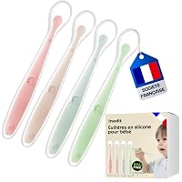 Lot De 6 Cuillères Bébé En Silicone Souple Sans BPA - Idéales Pour L'alimentation Autonome Dès 6 Mois, Colorées Et Faciles à Nettoyer