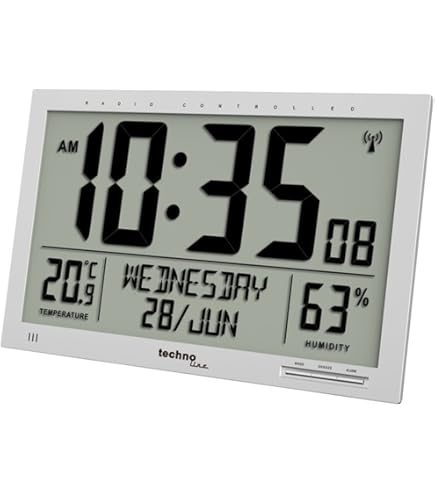 TFA Dostmann 60.4525.01 Wandklok Zendergestuurd 356 Mm X 161 Mm X 27 Mm Zwart Groot Display 3557516