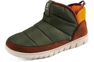 LongBay Men's Nylon Boots Warm Memory Foam Non-Slip for Indoor Outdoor Rubber Sole Snow Boots Slipper Winter House Shoes