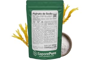 SaporePuro Alginato de Sodio en polvo 100 g – Espesante, Gelificante y Estabilizante Alimentario – Ideal para Cocina Molecular – Sin Gluten