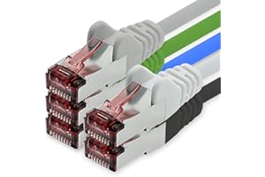 1CONN Câble réseau Cat6 5 x 1 m câble Ethernet couleur 5-2 Lankabel câble réseau Lan Cat6 câble de raccordement Sftp Pimf 1000 Mbit s