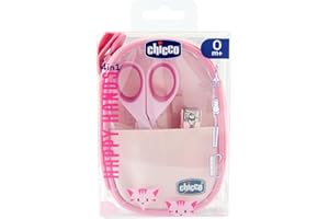 ‎CHICCO Chicco Maniküre-Set für Mädchen, mit Schere, Nagelfeile aus Karton, Nagelknipser, Nagelbürste, Geschenkidee für Mädchen, rosa, 0 Monate+