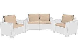 Sapphire Collection Outdoor Garden Rattan seat cushions Water Resistant Pad for Keter Allibert California Furniture Patio Chair Cushion Only Padding (8 Pc Cream Patio Set)