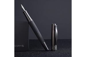 EROFA Hongdian 6013 Stylo Plume Noir Mat Pointe Extra Fine Noir avec Coffret Cadeau en Métal