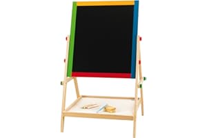 Legnoland- Lavagna Legno 2 in 1 Altezza Regolabile con Gessi, 1 unità (Confezione da 1), 37326