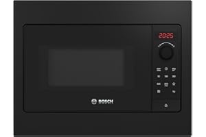 ‎BOSCH Bosch BFL523MB4 Serie 2 Einbau-Mikrowelle, 38 x 50 cm, 20 L, 800W, Drehteller 27 cm, AutoPilot 7 Programme, LED-Display, QuickStart, hydrolytische Reinigung, Schwarzglas