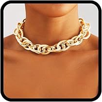 MeeQee Schmuckset Damen Gold - Chunky Choker & Armband Set Im Cuban Style