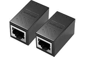 MEUKCEZ Acoplador Ethernet RJ45 Blindado para Cat7/Cat6a/Cat6/Cat5e, 2 Unidades de Empalme RJ45, Conector RJ45 Hembra Doble de Red Ethernet de Alta Velocidad 10Gbps, Durabilidad y Conexión Estable, Negros