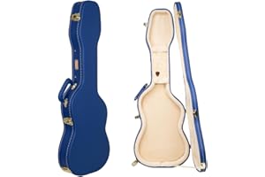 Crossrock Contoured Wooden Electric Guitar Case for Stratocaster & Telecaster | Vibrant Blue Faux Leather, Beige Plush Interior, Lock – Designer Series -Vibrant Blue (CRW520STVB)