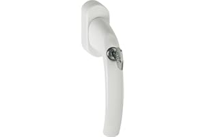 HOPPE 10763968 ATLANTA Secustik security window handle with lock 45°, VK 7 x 32-42 mm, white with increased burglary protection with lock cylinder
