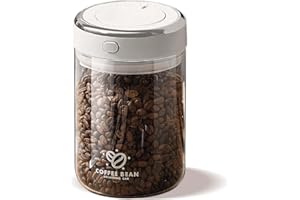 Zimoer Airtight Coffee Canister - 1100ml Borosilicate Glass Coffee Bean Storage Jar w/One-Way CO2 Valve, Date Tracker, Vacuum Seal Container for Ground Coffee, Nuts, Spices, Tea - Clear Design