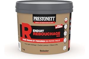 Enduit de Rebouchage PRESTONETT REBOUCHER en Pâte en Pot de 1 KG pour Intérieur et Extérieur