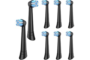 MERUYOO Testine Compatibile con Oral b IO 3 4 5 6 7 8 9 10 Spazzolino Elettrico, 8 Testina di Ricambio, Nera