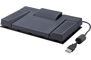 OM SYSTEM Commande à Pédale USB RS28N – Contrôle Ergonomique à 3 Pédales pour Transcription, Navigation Facile, Compatible Logiciel, Antidérapant, Performance Prolongée