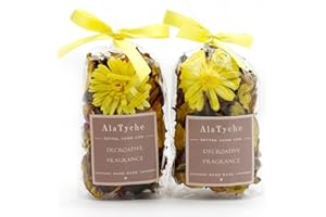 AlaTyche Yellow Potpourri Bags,Lemon Scented Potpourri Bowl Filler,Decorative Dried Flowers, Home Fragrance Sachet of Petal, Bathroom Vase Decor -Mini
