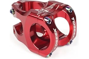 Entgoinggo Bicycle Handlebar Stem 35mm, Short Mountain Bike Stem 31.8mm Handlebar Diameter Aluminum Alloy Bicycle Stem for 1-1/8" MTB Road Bike Fork(red)