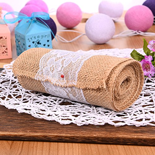 Stuhldekoration Jute Band Stuhl Schärpe mit Spitze für Hochzeit LianLe - 3