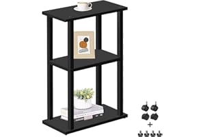TUTOTAK Small Side Table, Narrow End Table, Bedside Table, Couch Side Table with Wheels for Living Room or Bedroom, Black TB01BK061EU