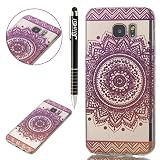 Galaxy S7 Edge Hülle,SainCat Galaxy S7 Edge Silikon Hülle Transparent Handyhülle Karikatur Muster Gel Schutzhülle [Kratzfeste, Scratch-Resistant] Ultra Slim Dünn Weichem Handytasche Weich Flexibel Silikonhülle TPU Durchsichtig Crystal Clear Schutz Handy Hülle Backcover Case Tasche Etui Bumper für Samsung Galaxy S7 Edge (Gradient lila Blumenschale)