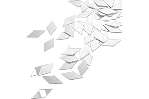 Bewudy 300 sztuk małych lusterek do majsterkowania, samoprzylepne, małe lustro w romby, mini akrylowe, szklane lustro, mozaika, lustro samoprzylepne, do dekoracji ściany, łazienki, rzemiosła