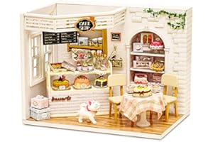 CUTEBEE Miniatura casa delle Bambole con mobili, Fai da Te Kit di Dollhouse di Legno Oltre a Prova di Polvere e Il Movimento della Musica
