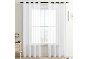 Vita skira gardiner med öljetter, 2-pack, vardera 140 x 160 cm