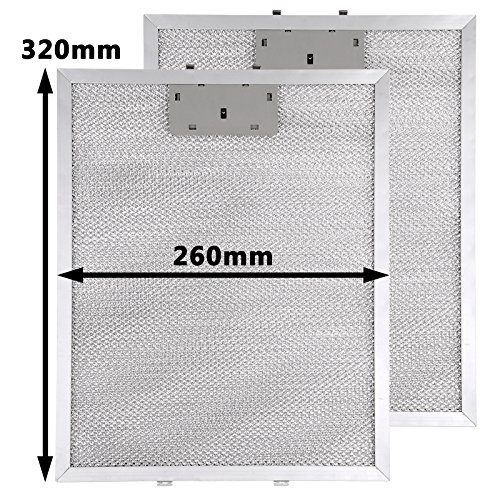 AllRight Filtre à Graisse Metallique pour Hotte Universel d'Évent de Panneau Aspirante Fans 2 Pcs Argent 320 X 260Mm