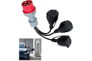 ZHEHNSA CEE Adapter Starkstrom Verteiler 16A 400V auf 230VX3 Starkstrom Verlängerungskabel Stecker，Camping CEE-Adapterleitung mit Klappdeckel & Schutzkontaktsteck, für Industrie Caravan Außenber