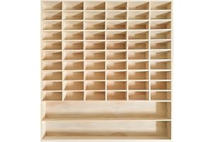 CHZIMADE 1:64 Display Case Collector's for Wooden Car Models Shelf 60 Grids Wall Display Cabinet Shelf Hanging Unit Souvenir Organiser (58.5x5x64.5cm)