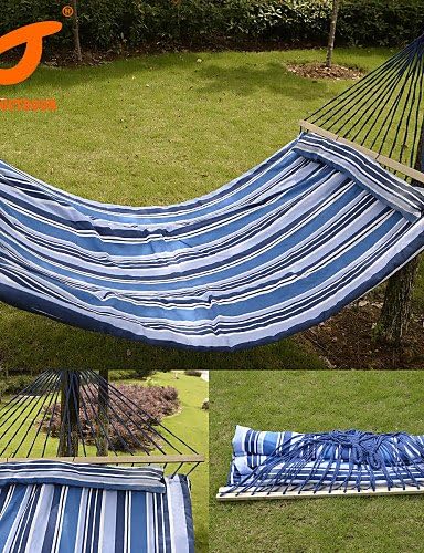 ZQ SWIFT Outdoor? Quilted Double Fabric Hammock Poly Fiber Stuffing Pillow Accommodate 2 People 450 lbs , blue