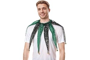 CAMDOM Victorian Mesh Collar Adult Pointed Clown Neck Accessories with Jingle Bell Mardi Gras Costumes