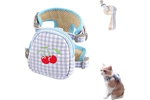 Esenlong Harnais pour Chat, Harnais réglable avec Laisse, Harnais pour Chat, Sac à Dos Anti-Fuite, Harnais pour Promenade en Plein air