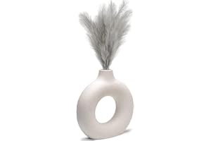 CEMABT Handmade Vase Für Pampasgras,Donut Vase, vase weiß,Vase Nordic Ring Form Modern Deko, Matt Keramik Wohnzimmer Deko Vasen Für Dekoration Und Geschenk,vase beige