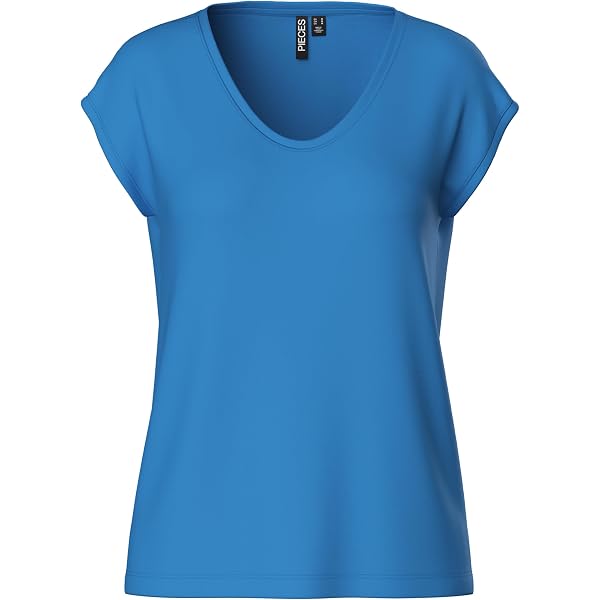Pieces Donna T-Shirt Classica Scollo A V Pckamala Tee Noos Taglio Largo