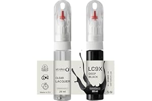 SD COLORS Cepillo de pintura para retoque LC9X C9X 2T negro profundo 20 ML para reparación de arañazos (pintura + laca)