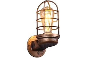 TWSXTE Lampada da parete retrò Illuminazione industriale vintage Applique da parete rustica Gabbia metallica Applique da parete in metallo Lampada da interno per interni Retro (senza lampadina)