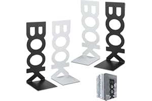 SYVORY 4 fermalibri in metallo, per libri pesanti, fermalibri a forma di L, per scuola, ufficio, biblioteca e casa