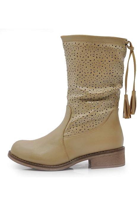IF Fashion Scarpe da Donna Stivali Al Polpaccio Scamosciati Morbidi Biker  6611 khaki N.36 : Amazon.it: Scarpe e borse