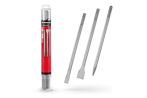 Original Einhell 3-delad SDS Max mejselsats, 400 mm (med spetsig mejsel, 20 mm bred platt mejsel och 40 mm bred spadmejsel tillverkad av hållbart 40 cl stål för rivning och renoveringsarbete)