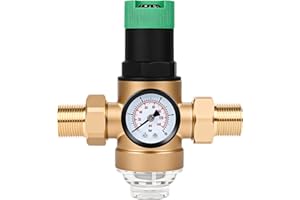 APRITSCE Regulador De Presion Agua 3/4 Pulgadas, Reductor De Presion De Agua Ajustable Con Manometro Presion Agua Y Filtro De Malla, Latón, Adecuado para Residencias, Edificios y Fábricas