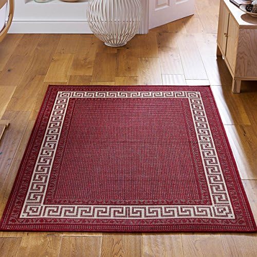 Large Flatweave Greek Key Red Rug 1.2m x 1.6m