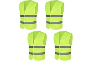 LIFEANT Chaleco de Seguridad Coche 4er, Chaleco de Seguridad Coche para Mujeres Hombres Adultos, Chaleco de Seguridad, Chaleco de Seguridad Chaleco Desglose Amarillo Fluorescente Chaleco