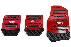 LANCO 3PCS Housse antidérapante pour pédale de frein et d'accélérateur de voiture en alliage d’aluminium rouge