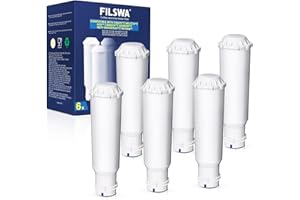 Filswa Wasserfilterpatrone für Kaffeemaschinen, Ersatz für Melitta Filterpatrone, Pro Aqua, Nivona Wasserfilter, Krups F088 Filterkartusche, Kompatibel mit Krups, Jura, Caffeo Solo, (6 Stück)
